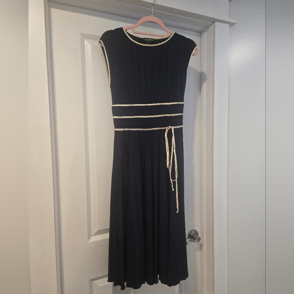 BCBG Navy and Cream Maxi Dress